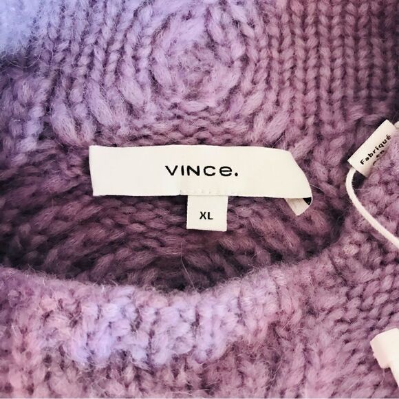New! Vince Aran Raglan Alpaca Merino Wool Mock Neck Super Soft Lilac Sweater - Picture 12 of 14